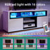 LED TV Stand Cabinet for 60 inch High Gloss Media Console with Open Shelves