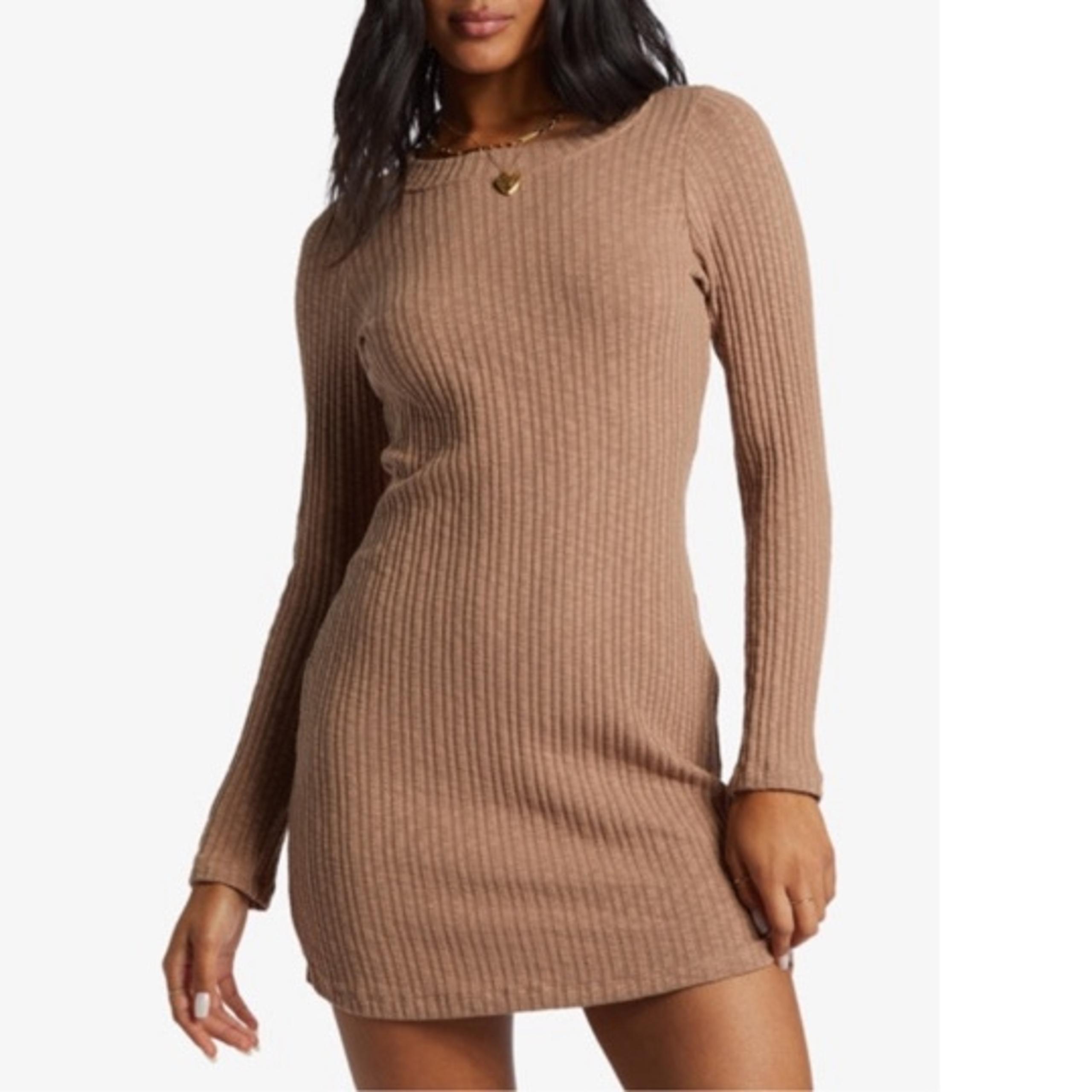 Head Turner Mini Ribbed Knit Dress Billabong  Medium Sweet Earth Color NWT