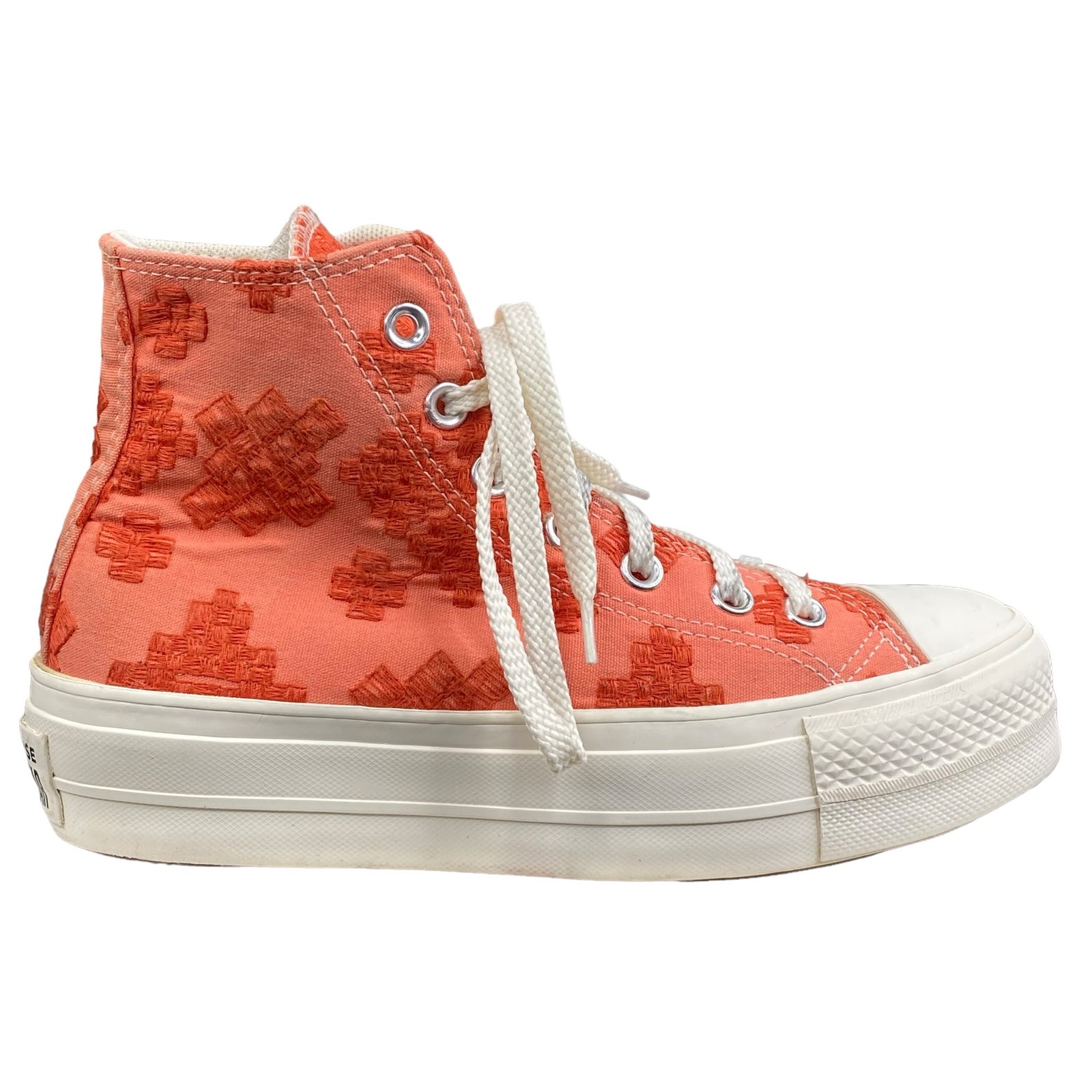 Converse Women’s All Star Lift Hi Manta Orange Embroidered Sneaker Size 6.5