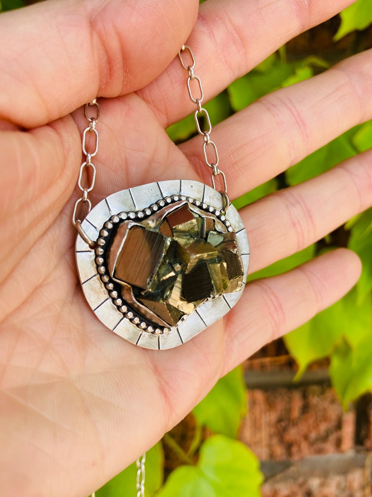 Pyrite outlets & Sterling Silver Handmade Necklace