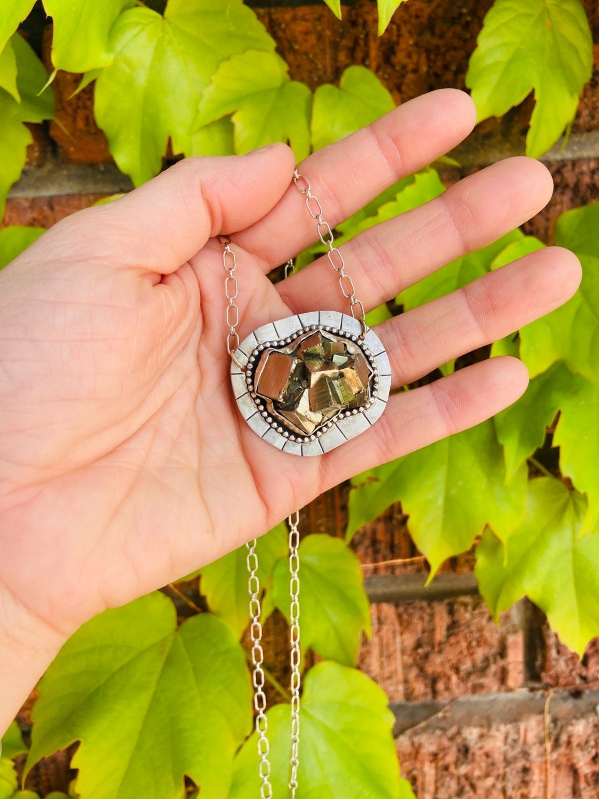 Pyrite outlets & Sterling Silver Handmade Necklace