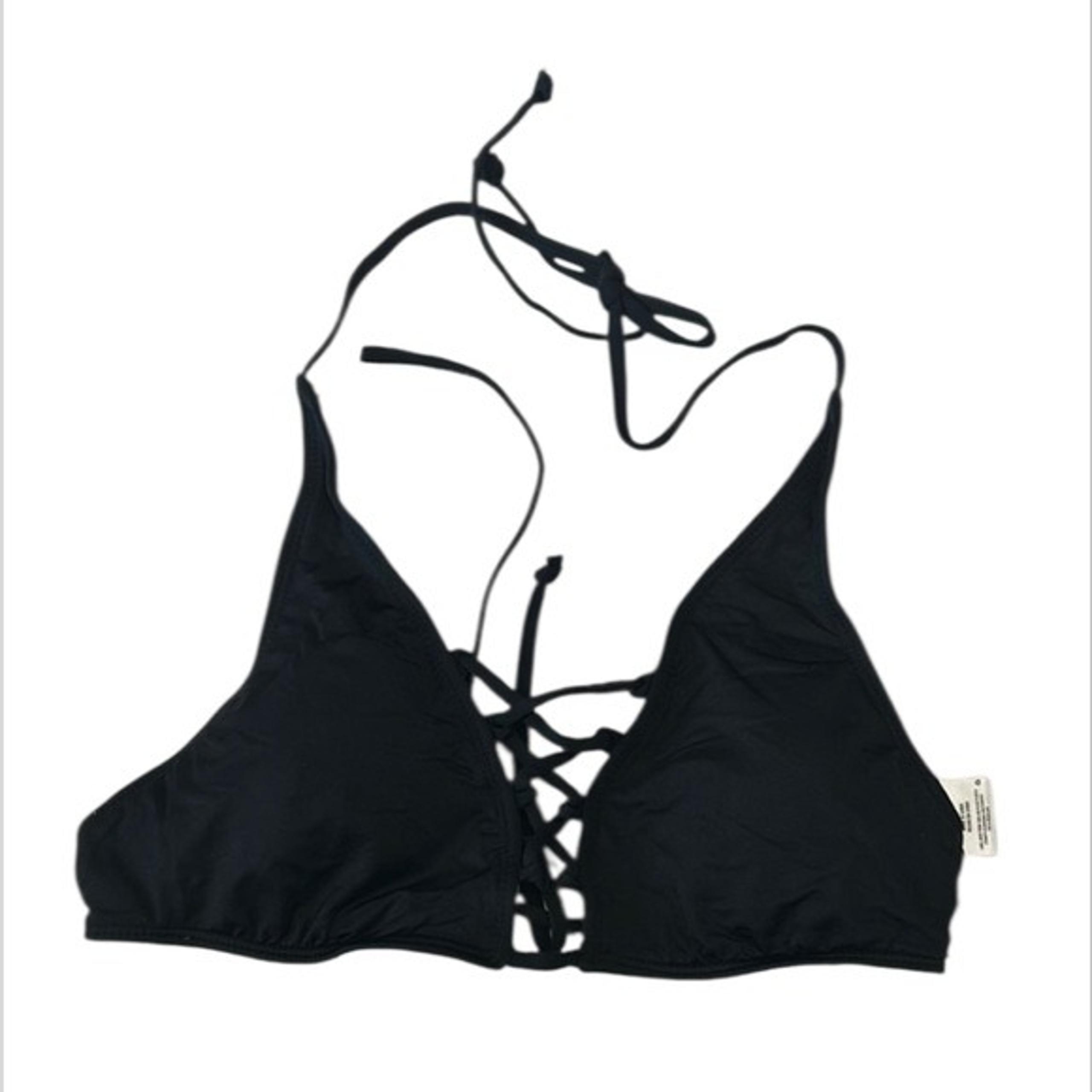 Mossimo solid black bikini swim top size small new