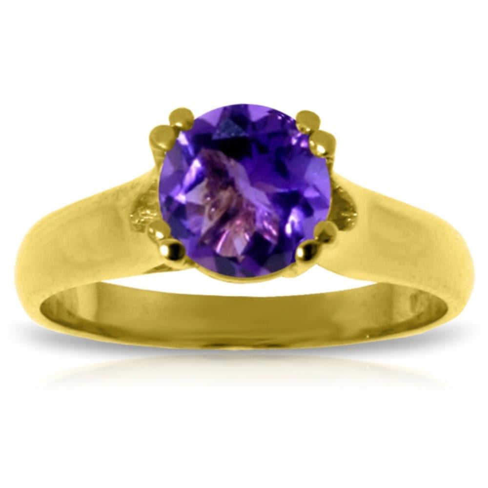 SOLID GOLD SOLITAIRE RING WITH NATURAL AMETHYST
