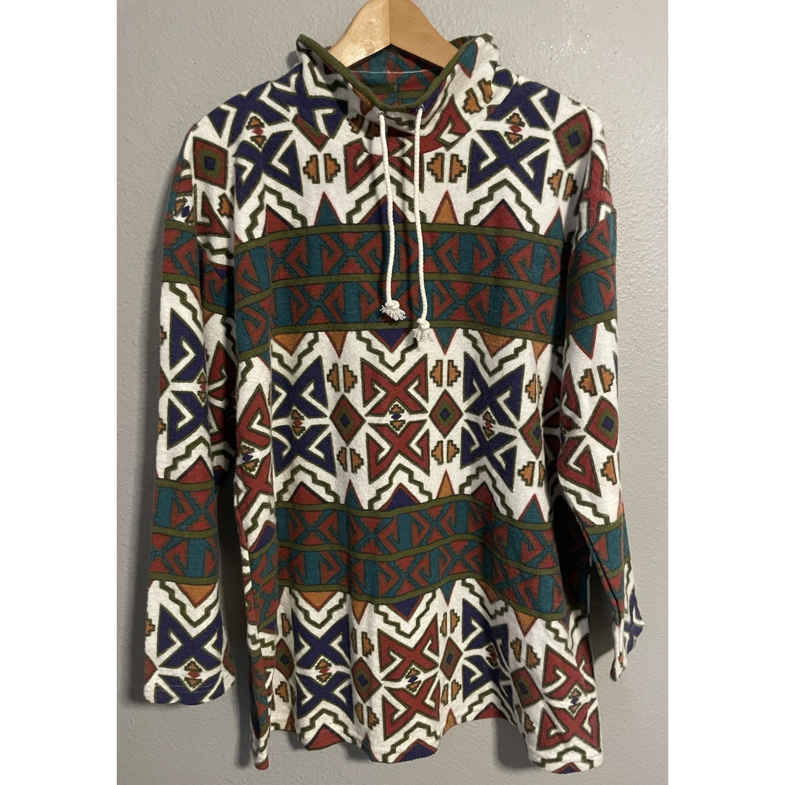 Vintage Denim Republic Women Sweater Tunic Large Aztec Print Fleece Southwestern
