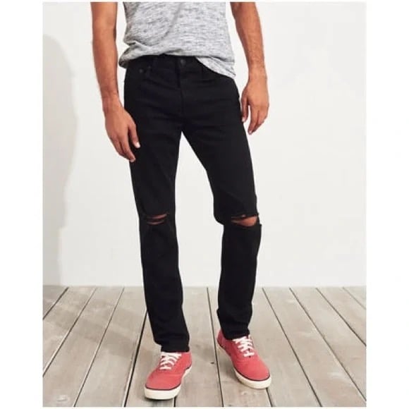 Hollister Co. Advanced Stretch Black Destroyed Skinny Jeans