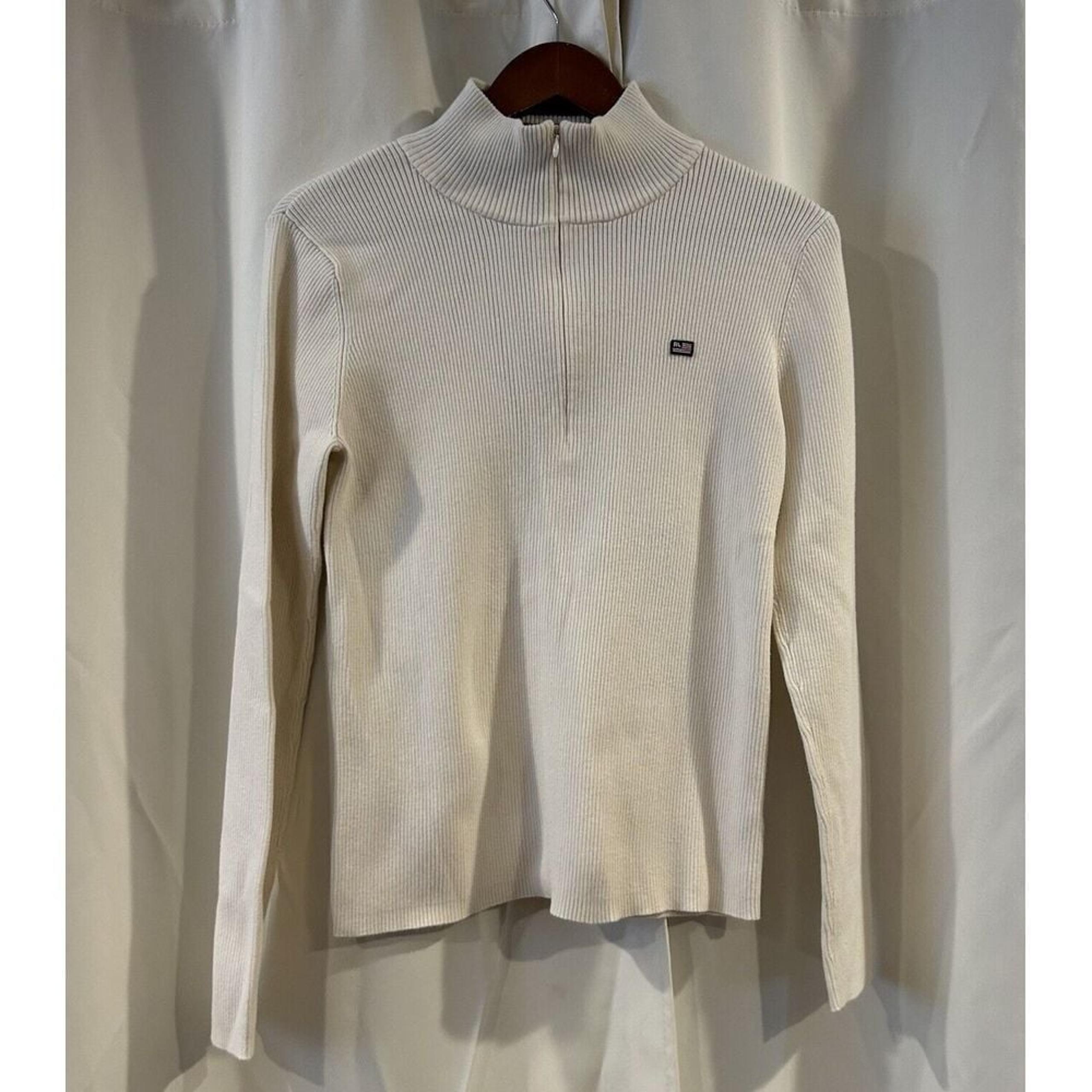 Ralph Lauren Polo Jeans Co Sweater Womens XL Ribbed Preppy Quarter Zip Popover