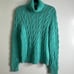 Lauren Ralph Lauren cable knit cotton turtleneck sweater size XlArge teal green