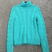 Lauren Ralph Lauren cable knit cotton turtleneck sweater size XlArge teal green