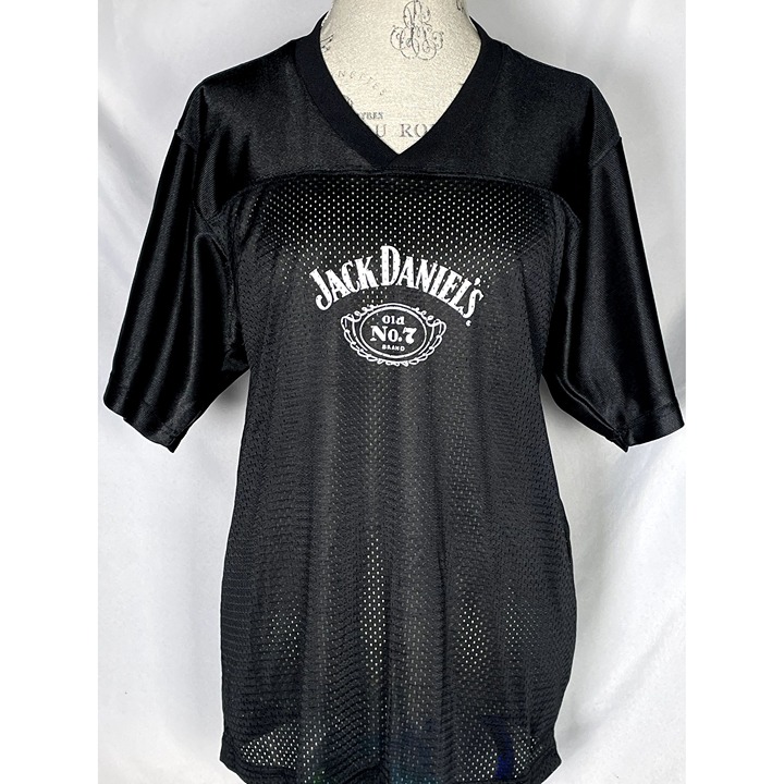 Jack Daniel's Old No 7 Brand Whiskey Black Football Promo Jersey Women's LARGE