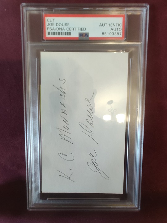 JOE DOUSE NEGRO LEAGUE HAND SIGNED CUT SIGNATURE AUTO PSA SLABBED