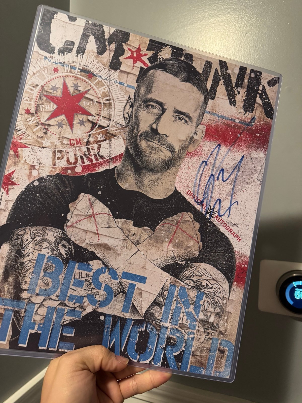 WWE CM Punk Autograph 11x14 Photo Signed Elimination Chamber Top Loader Included