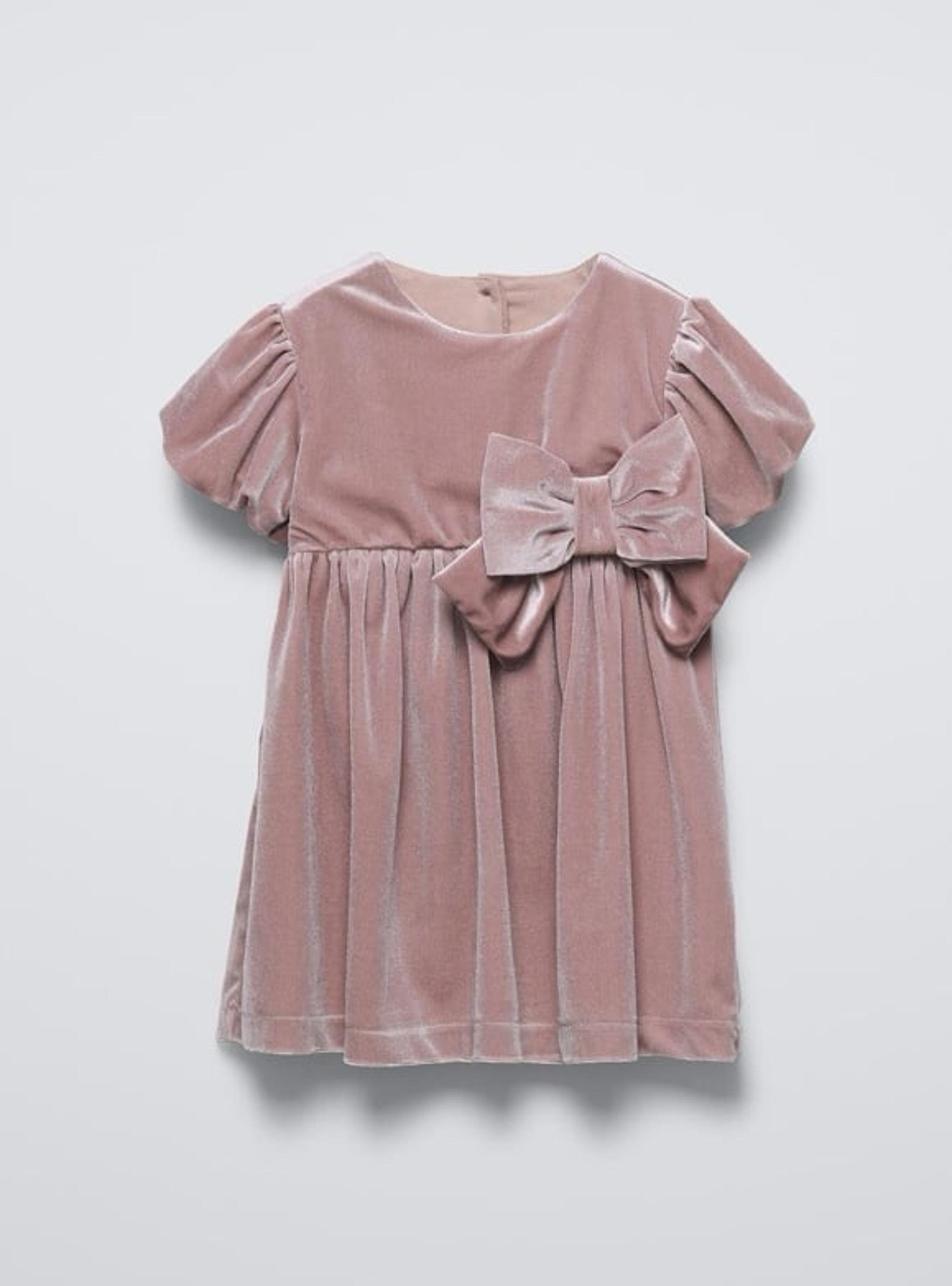 Zara girls DRESS WITH VELVET BOW 6Y