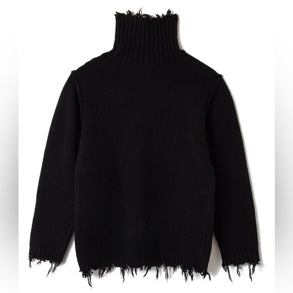 Perverze Crash Tube Turtle Turtleneck Knit Sweater Black
