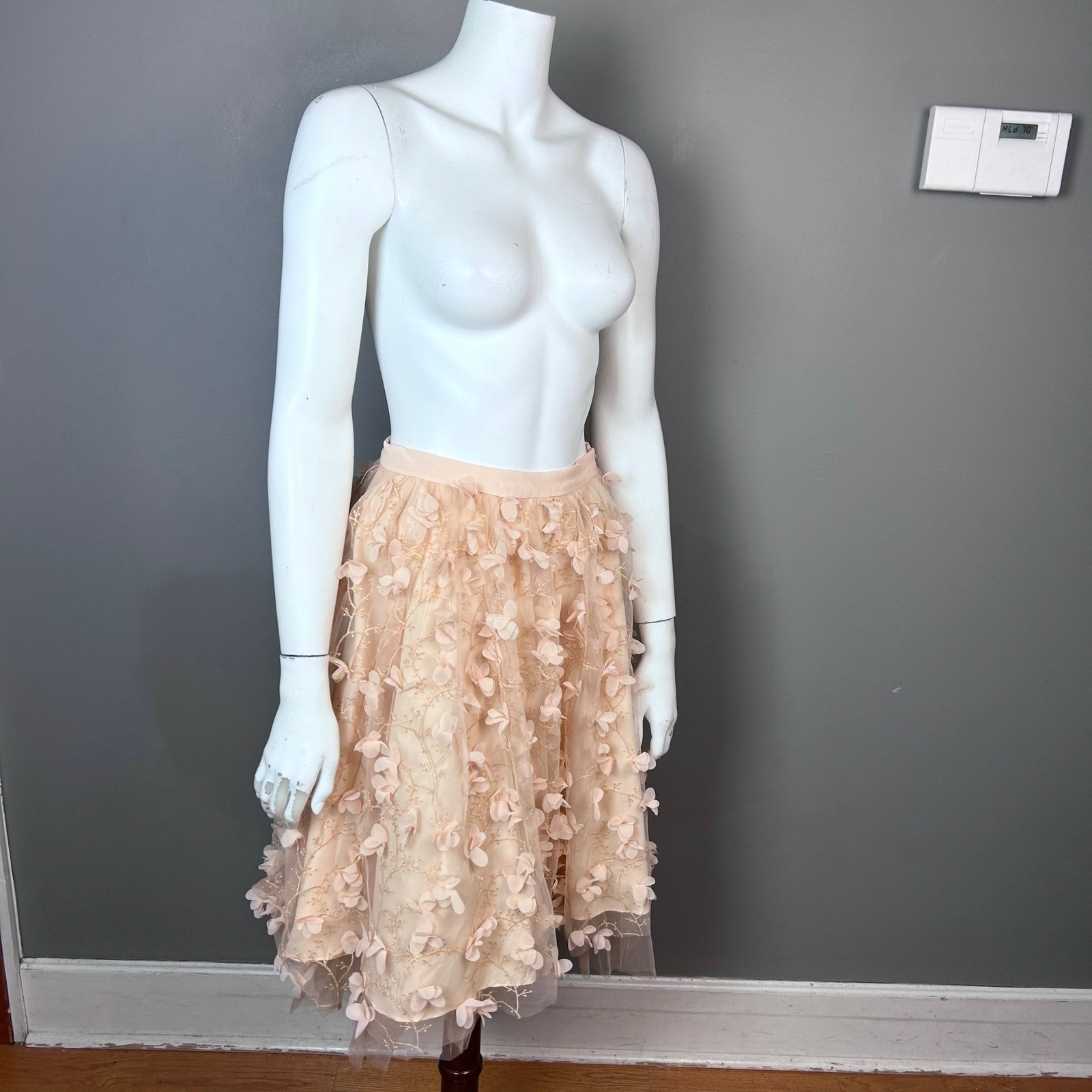 Eva Franco Anthropologie skirt pink ballet floral embellished embroidery fairy