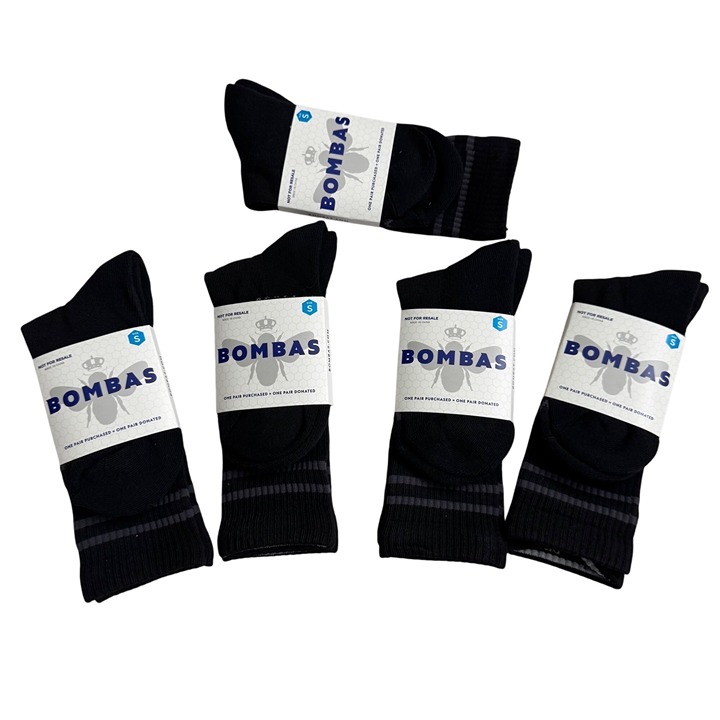 Bombas Womens Small Black Socks With Performance Footbed Honeycomb Arch Support