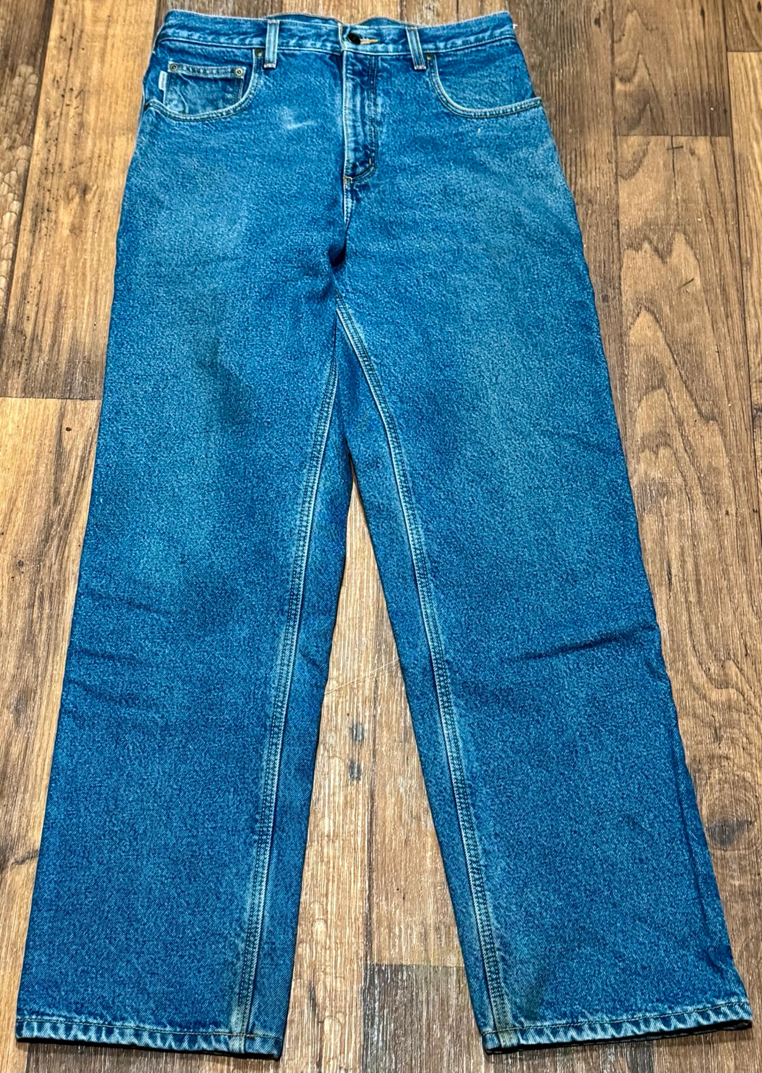 Carhartt Jeans Men's 31x32 Polyester Lined Denim Workwear Distressed NICE 3186
