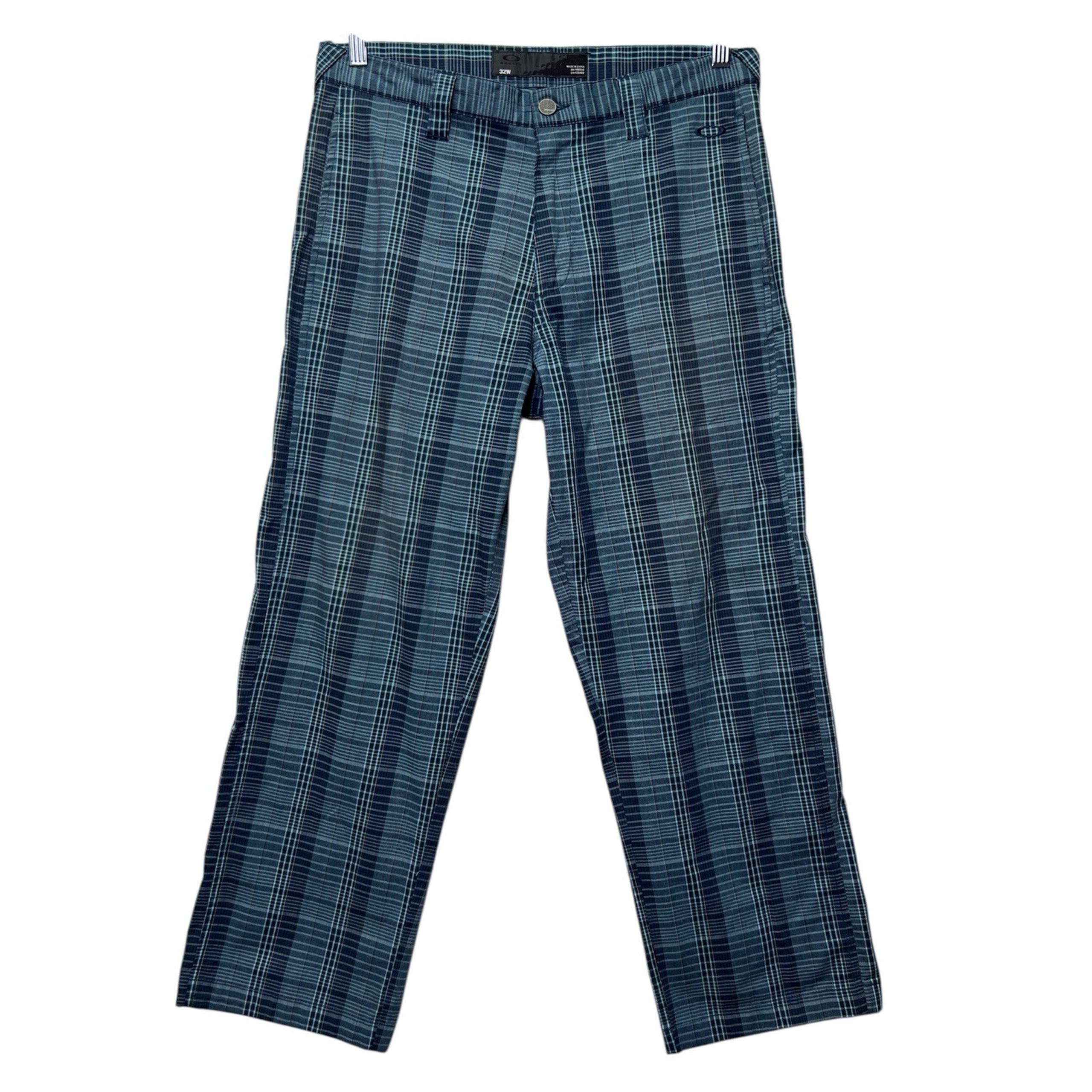 Oakley Swagger Golf Pants 2.0 Mens Size 32W Blue Plaid Straight Leg Lightweight