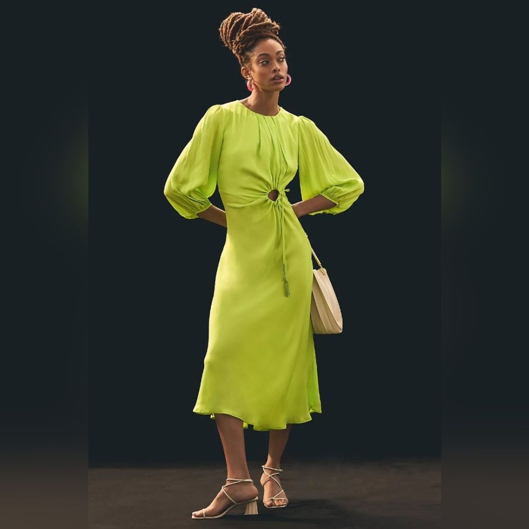 NWT FARM RIO PUFF SLEVE MIDI DRESS