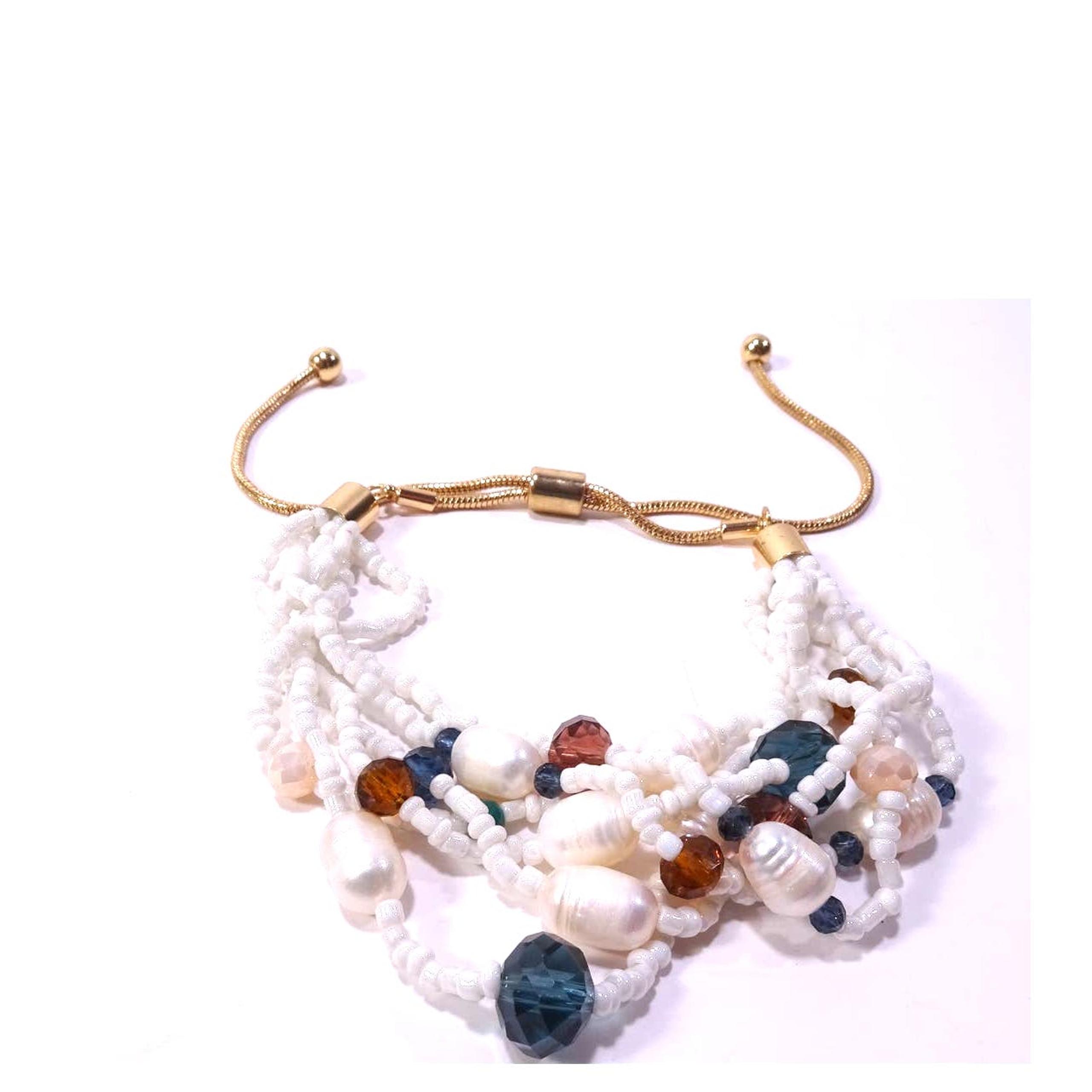 Anthropologie Women's Fresh Water Pearl Beaded Slider Bracelet NWOT 68