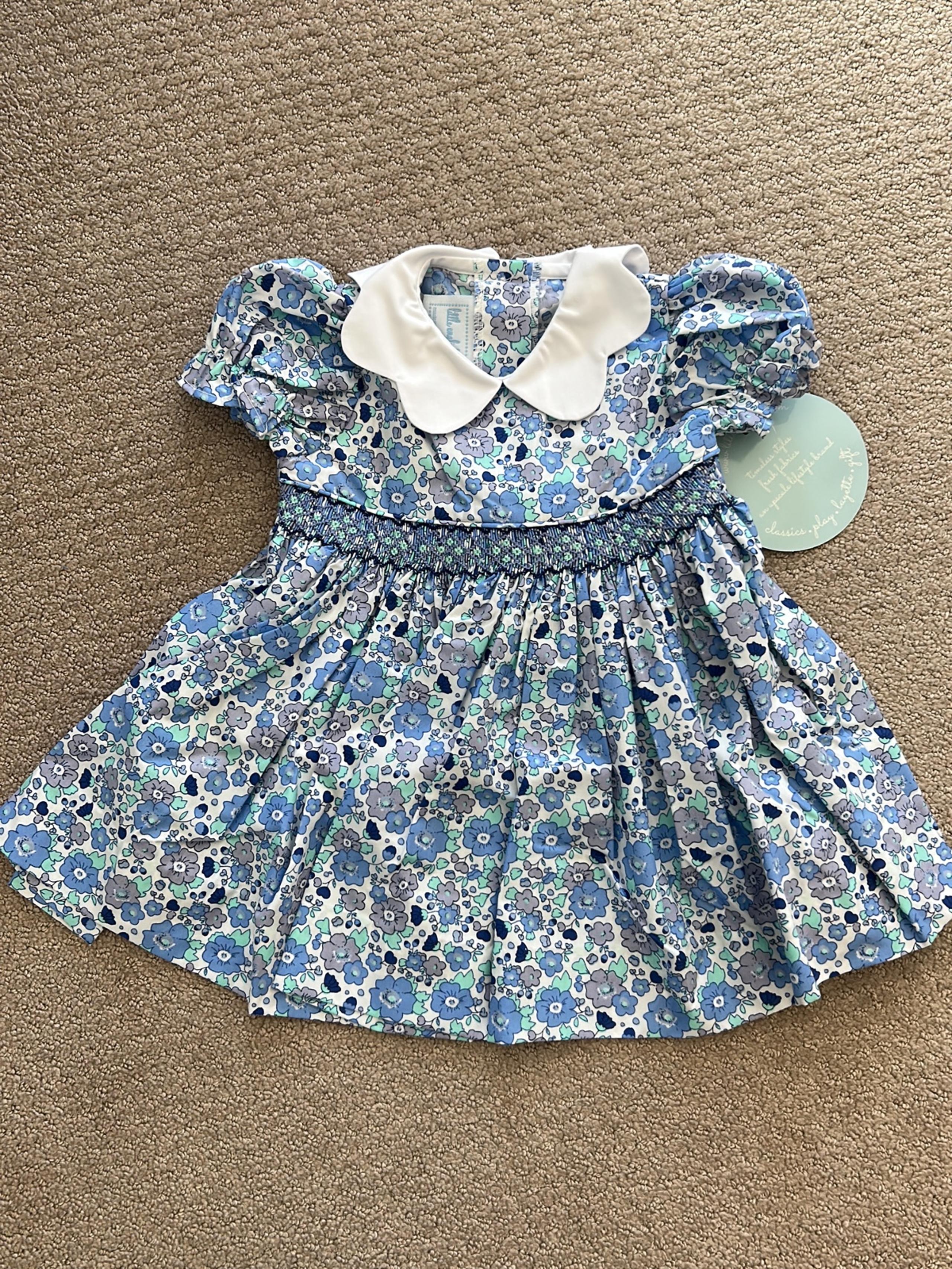 NWT Little English blue floral smocked garden dress