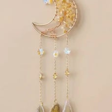 Citrine Tree Moon Dream Catcher with Agate Slabs