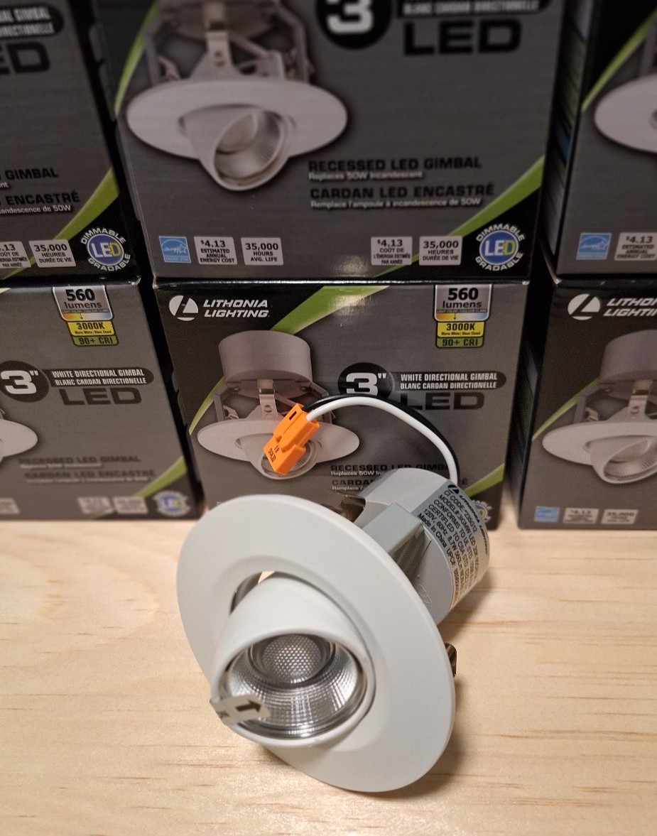 Lithonia 3 recessed lighting fixture, New LED, SET of ( 6 ), Matt White