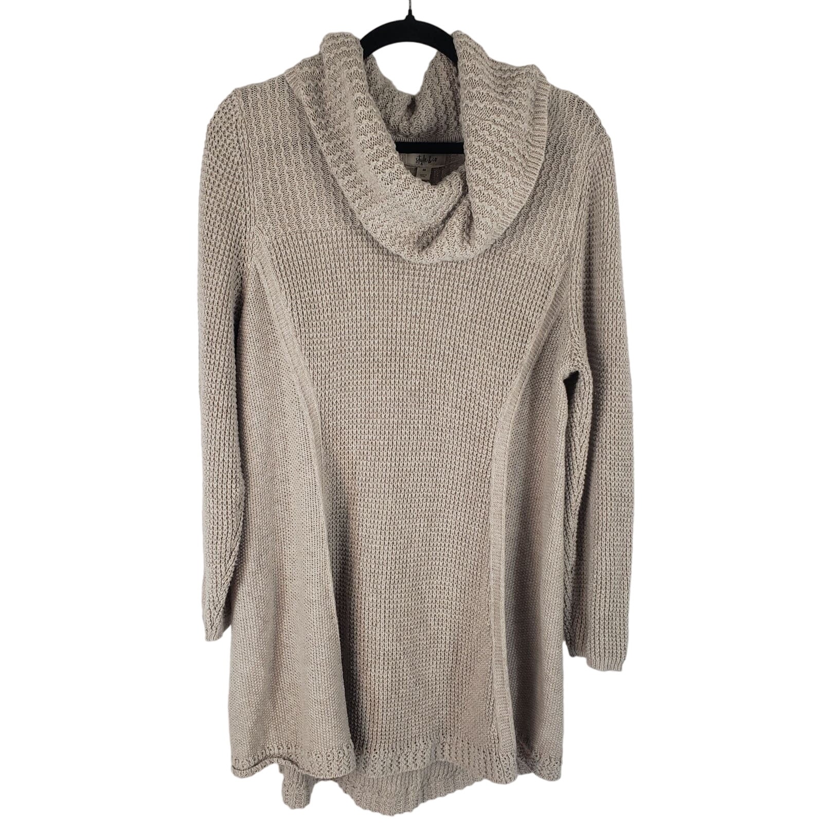 Style & Co Cotton Blend Waffle Knit Cowl Neck Tunic Sweater 3x