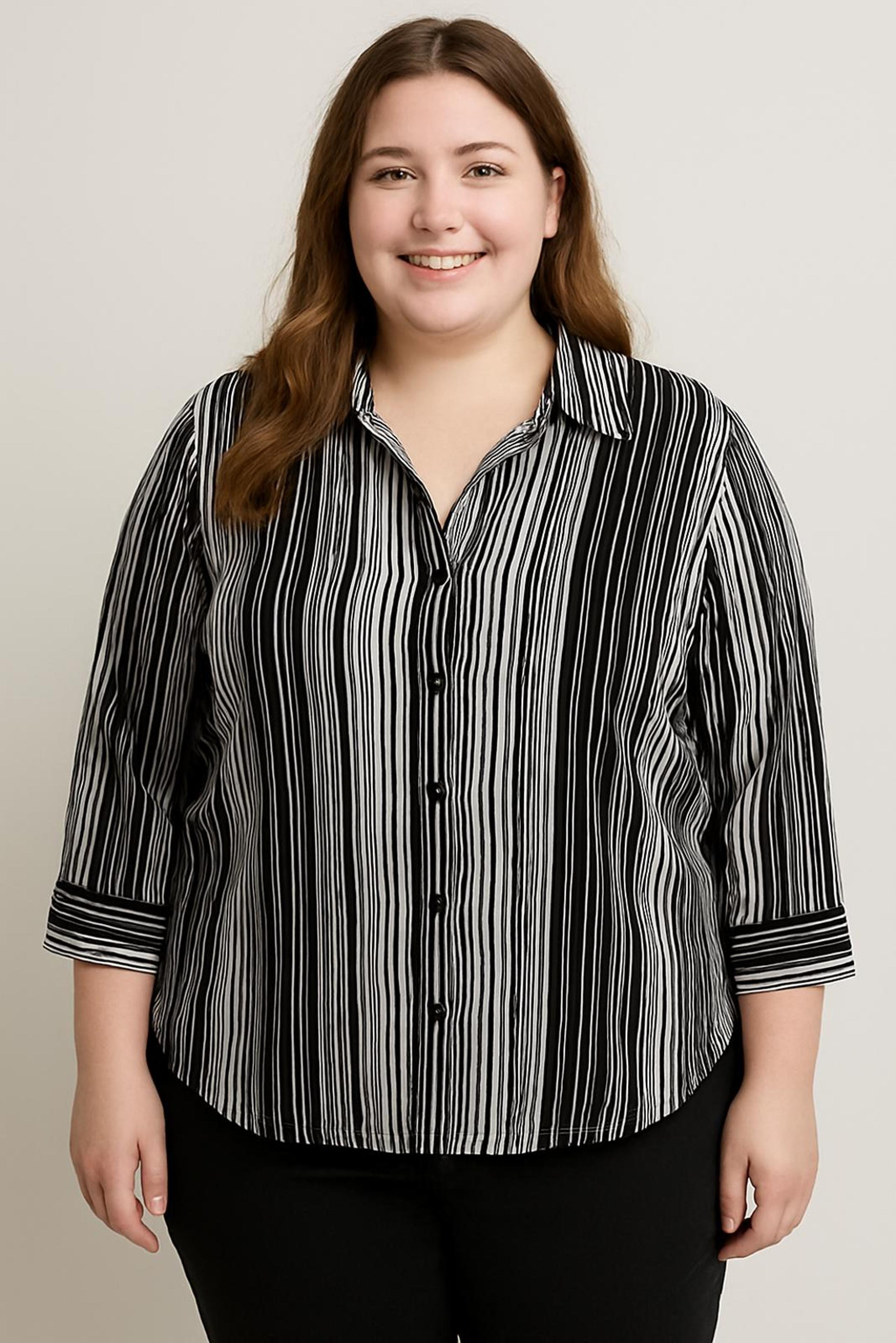 Trendy Fred David Women's Striped Blouse - 1X