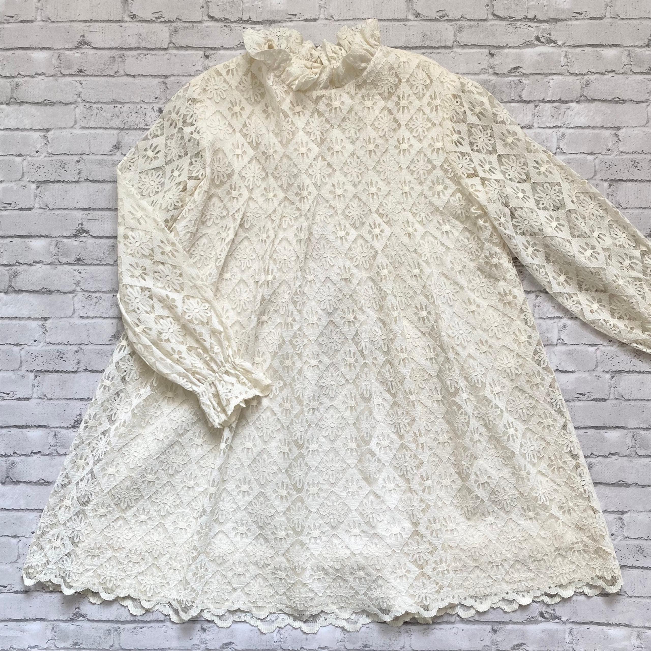 Vintage 60s Lace L’Enfant Girls White Dress
