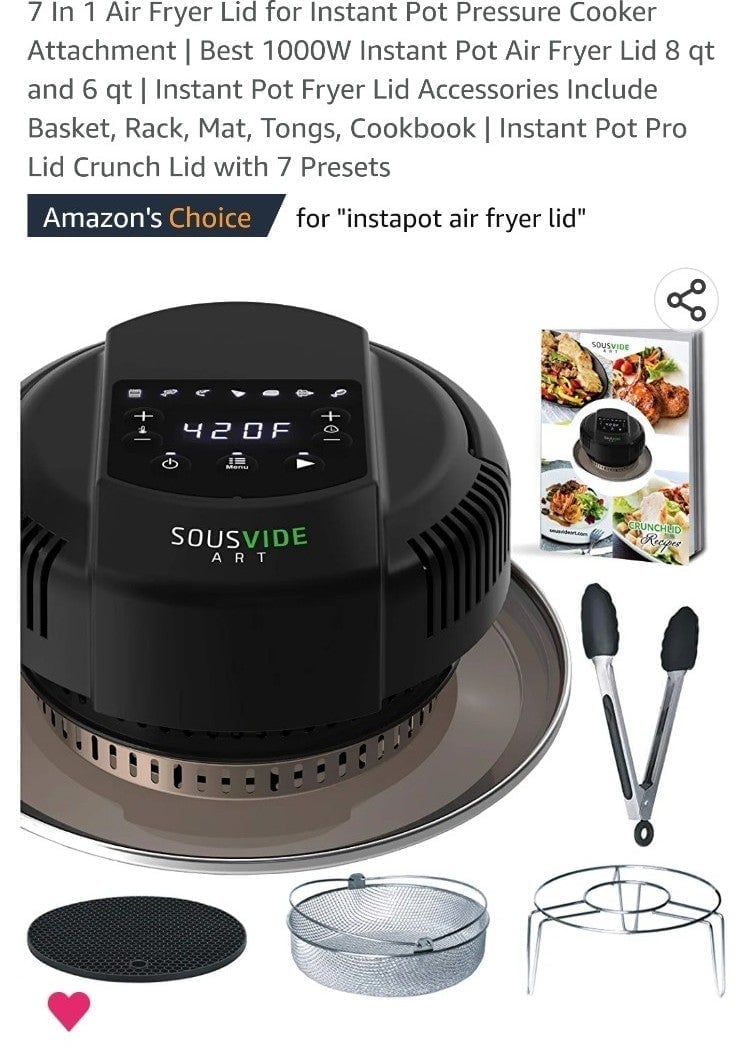 7 In 1 Air Fryer Lid for Instant Pot Pressure Cooker Attachment Retails(100)