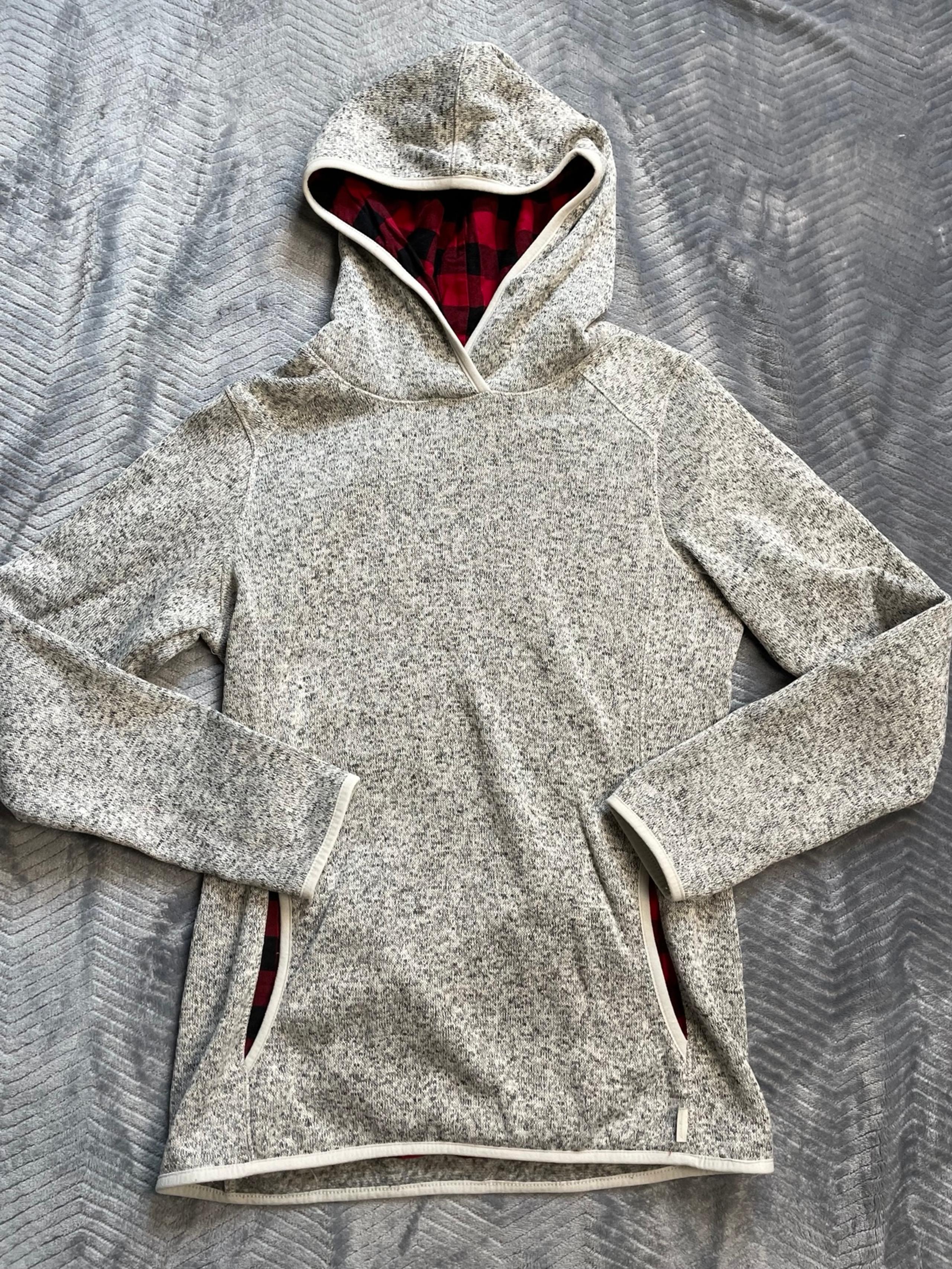 Womens Eddie Bauer Gray Marl Sweater Fleece Hoodie Small