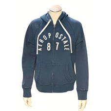 Aeropostale 87 Navy Blue Full Zip Hoodie Drawstring Hood Front Pockets Medium