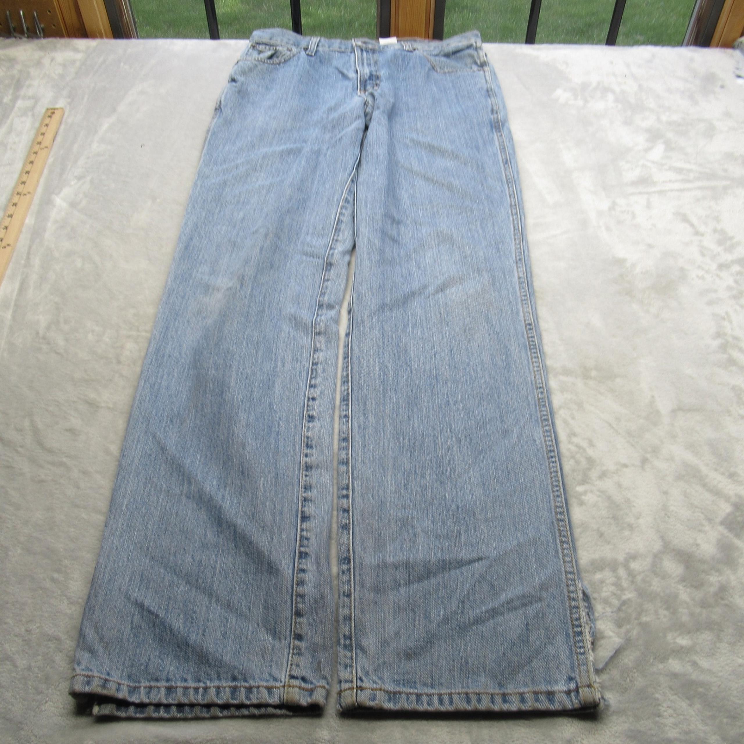 Cinch Jeans Mens 33X35 Light Wash Cotton Denim Zip Fly Cut Hems Straight Leg