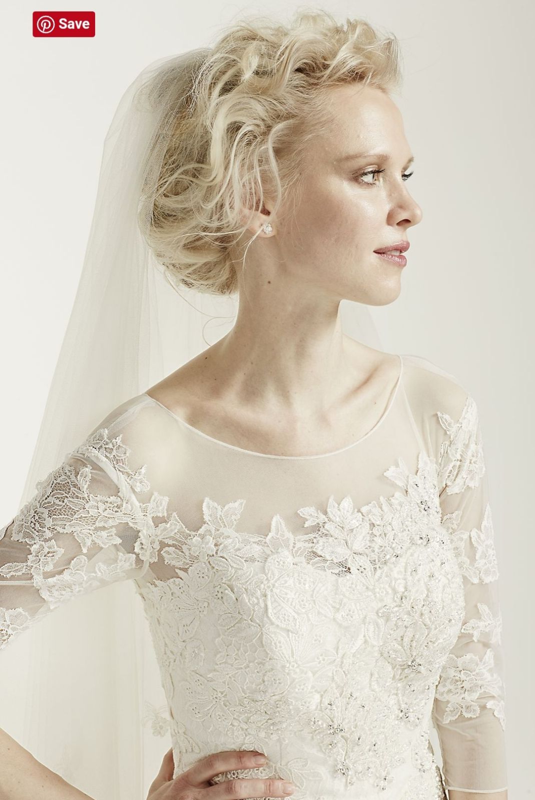 Ivory 3/4th Sleeve Lace Wedding Dress