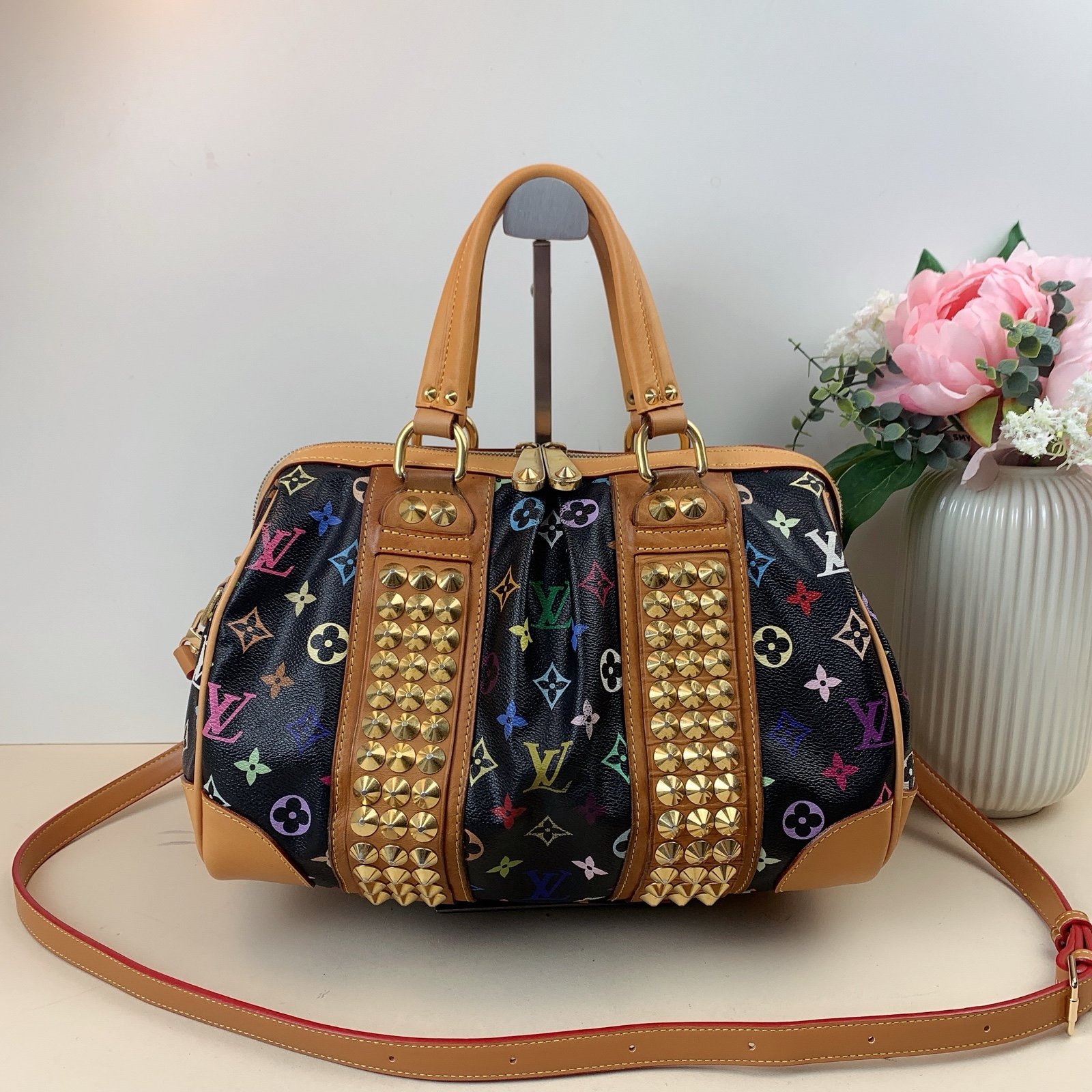 Louis Vuitton Murakami Black Multicolor Courtney MM  Crossbody Bag