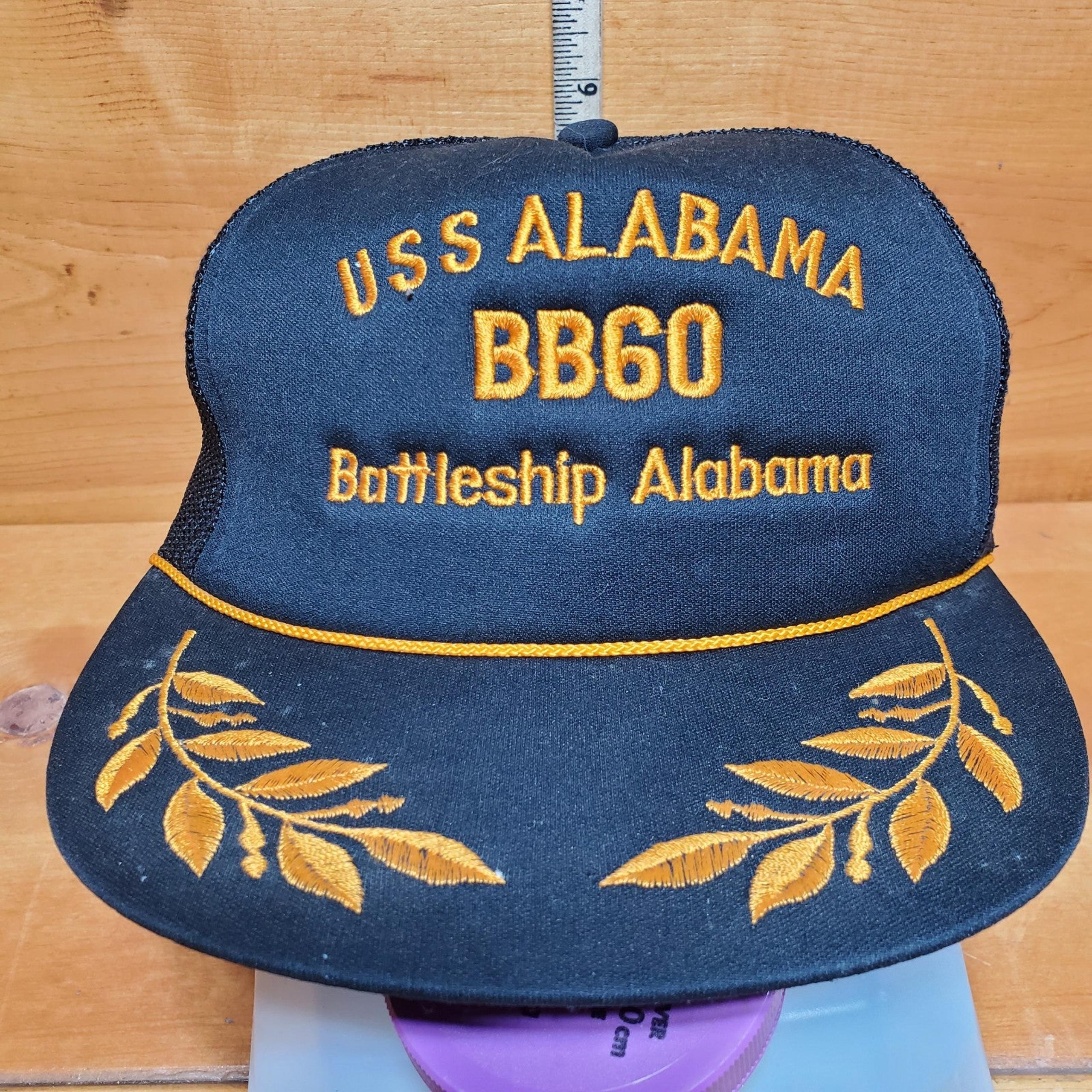 Vintage USS ALABAMA BB60 Battleship Alabama Black Adjustable Navy Hat