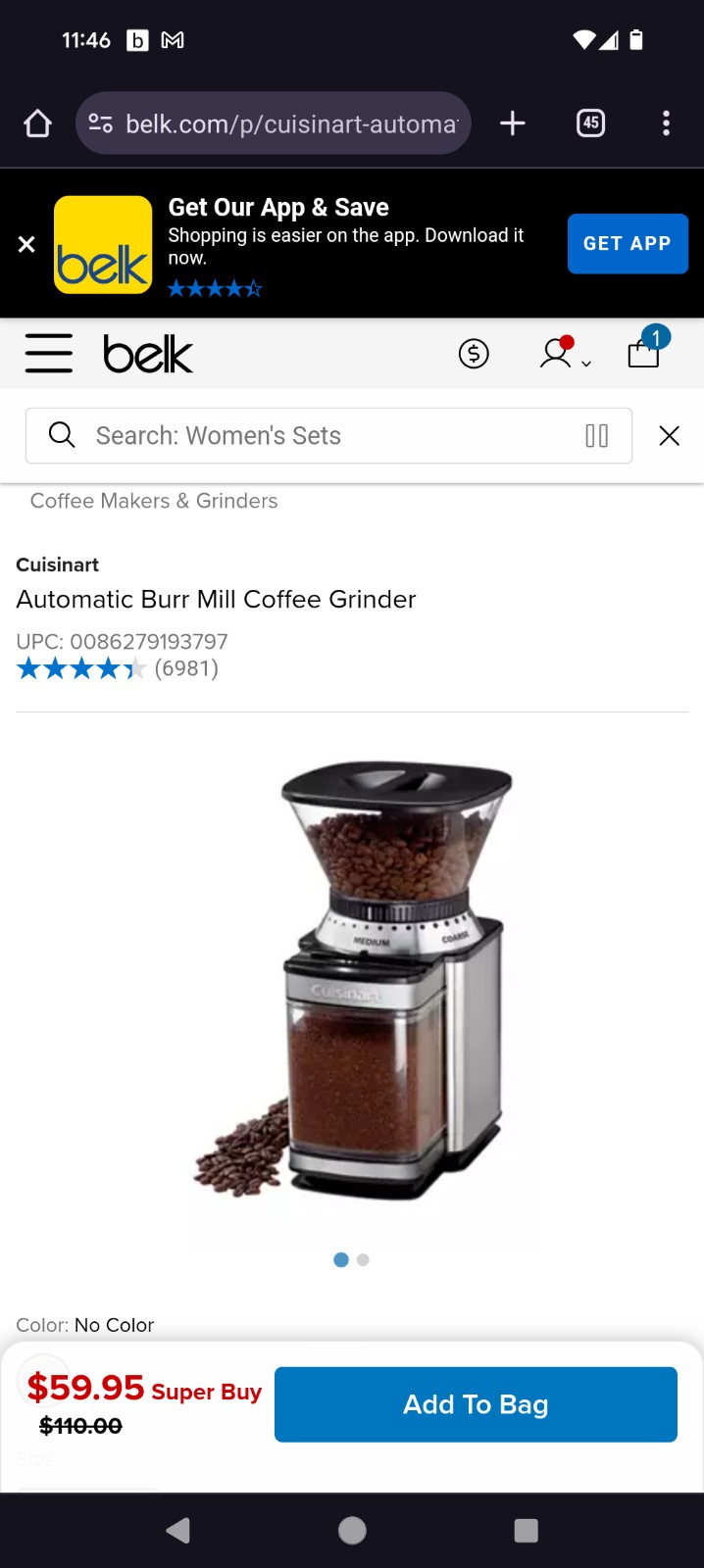Burr coffee grinder