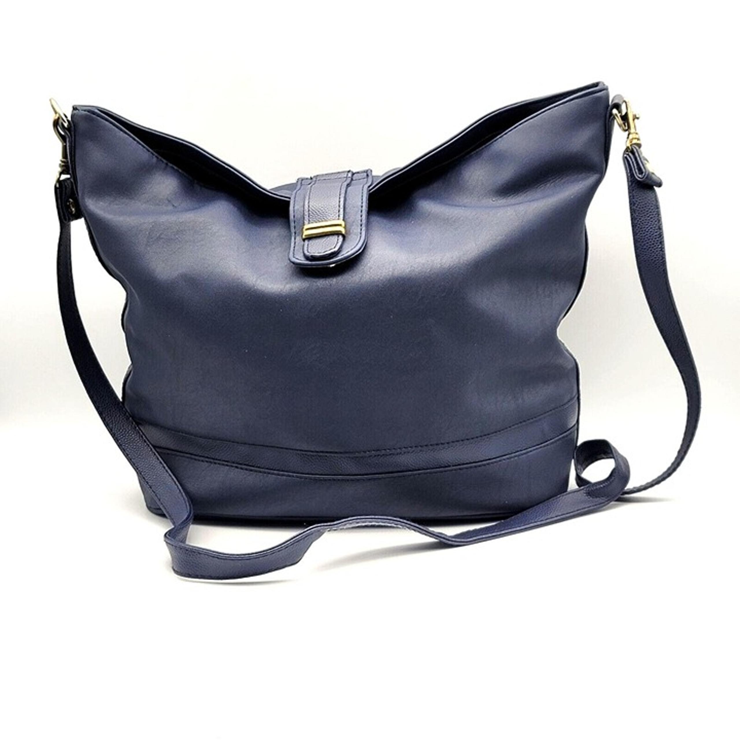 Directions Ladies Crossbody Shoulder Purse Handbag Navy Blue Zip Closure Faux