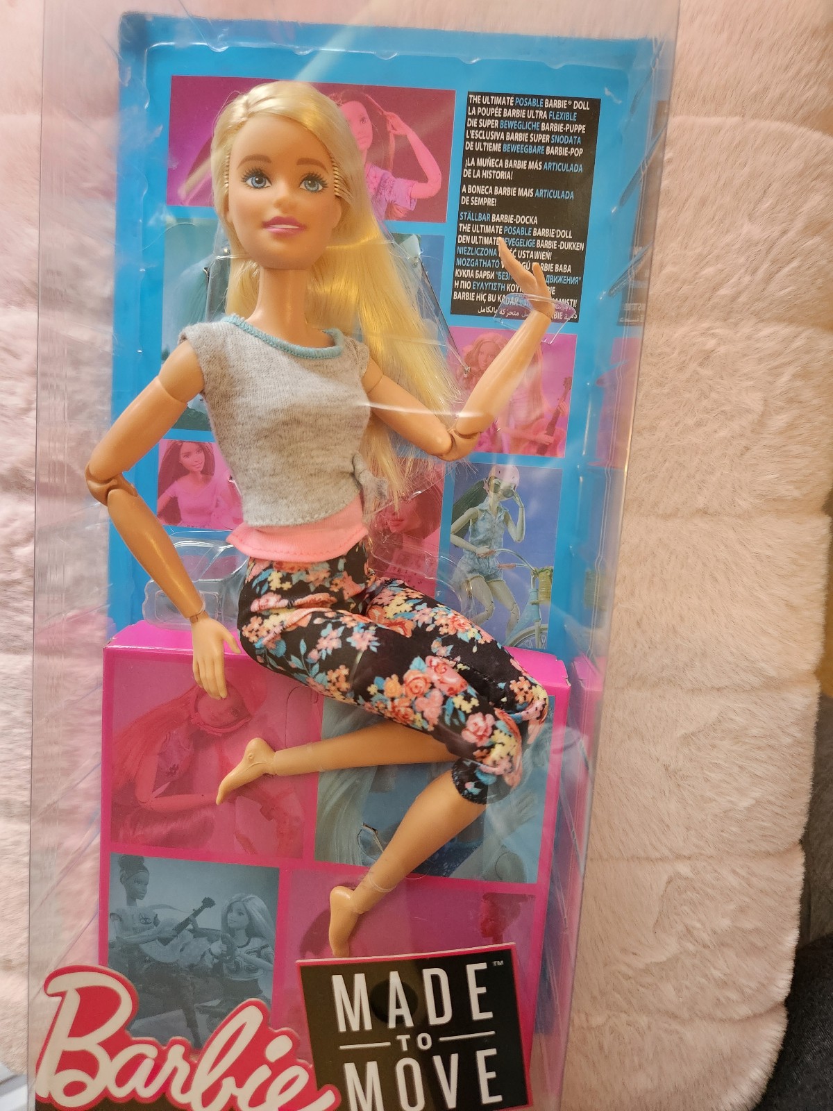 Barbie made to move ftg81 rare grey top floral leggings doll