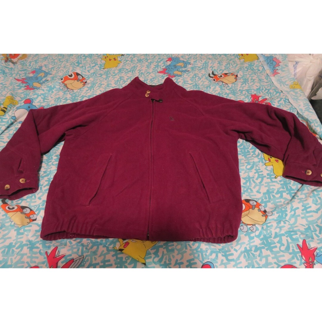 Vintage Nautica Wool Blend Bomber Zip Jacket Red Paisley Lined Size Medium Nylon