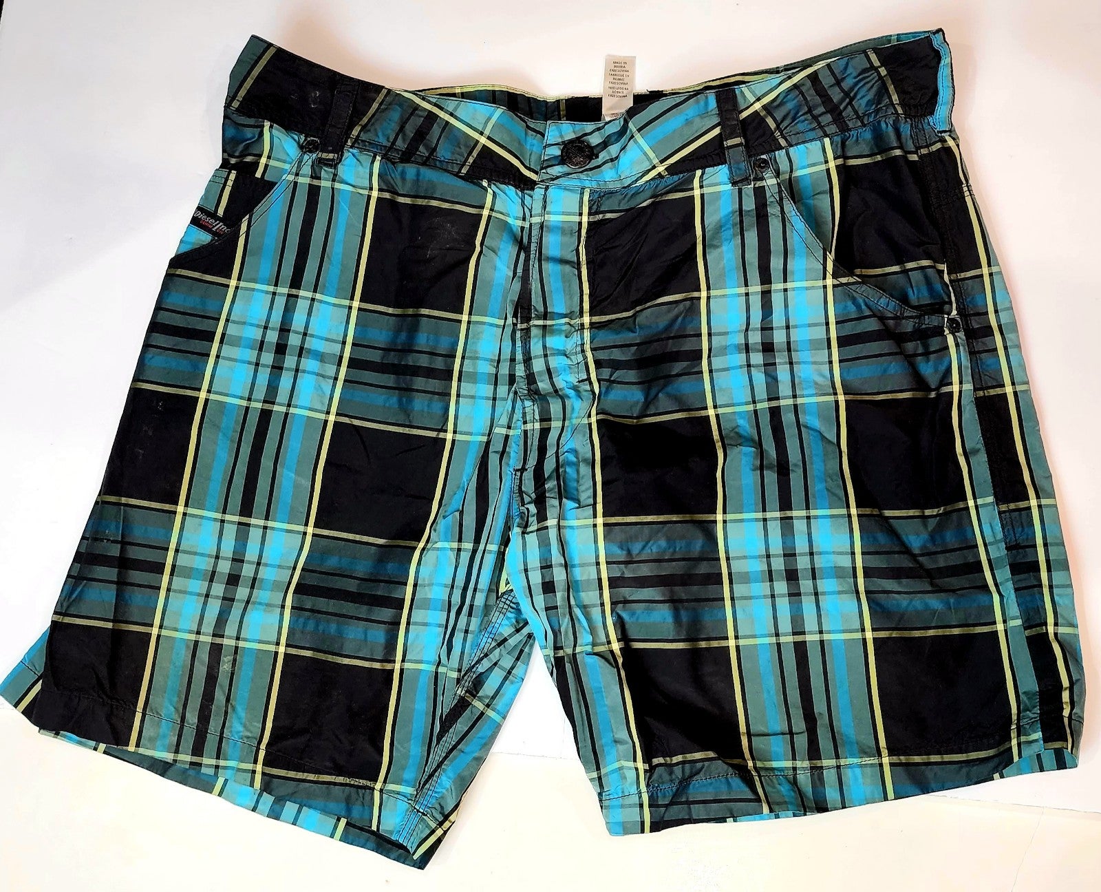 Diesel Beachwear Plaid Swim Trunks w/ liner | Men's Sz 36