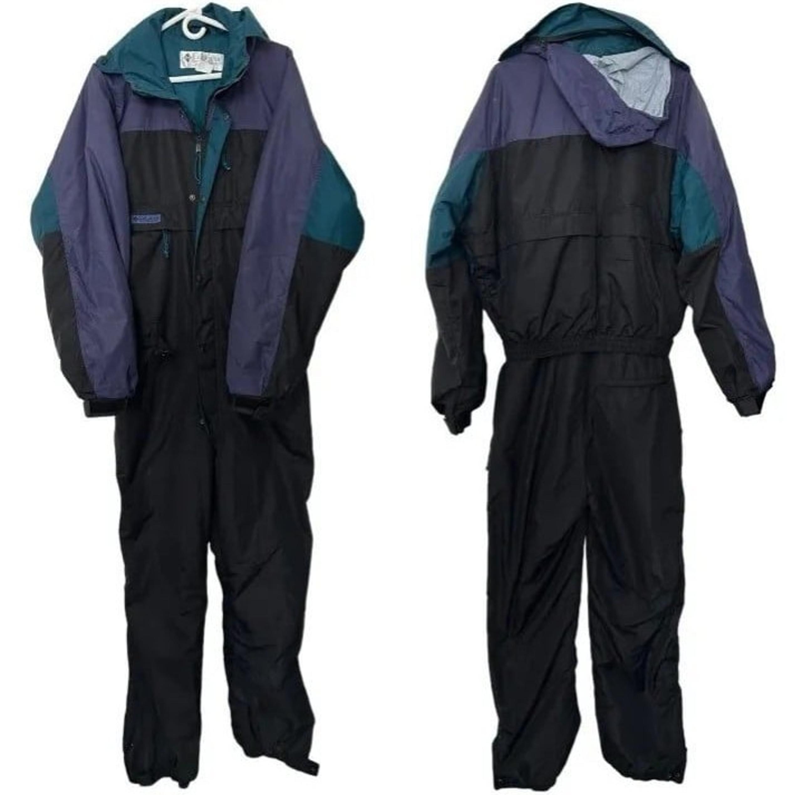 Vintage Columbia Snow Suit Mens Large Tall Black One Piece Full Body Ski Retro
