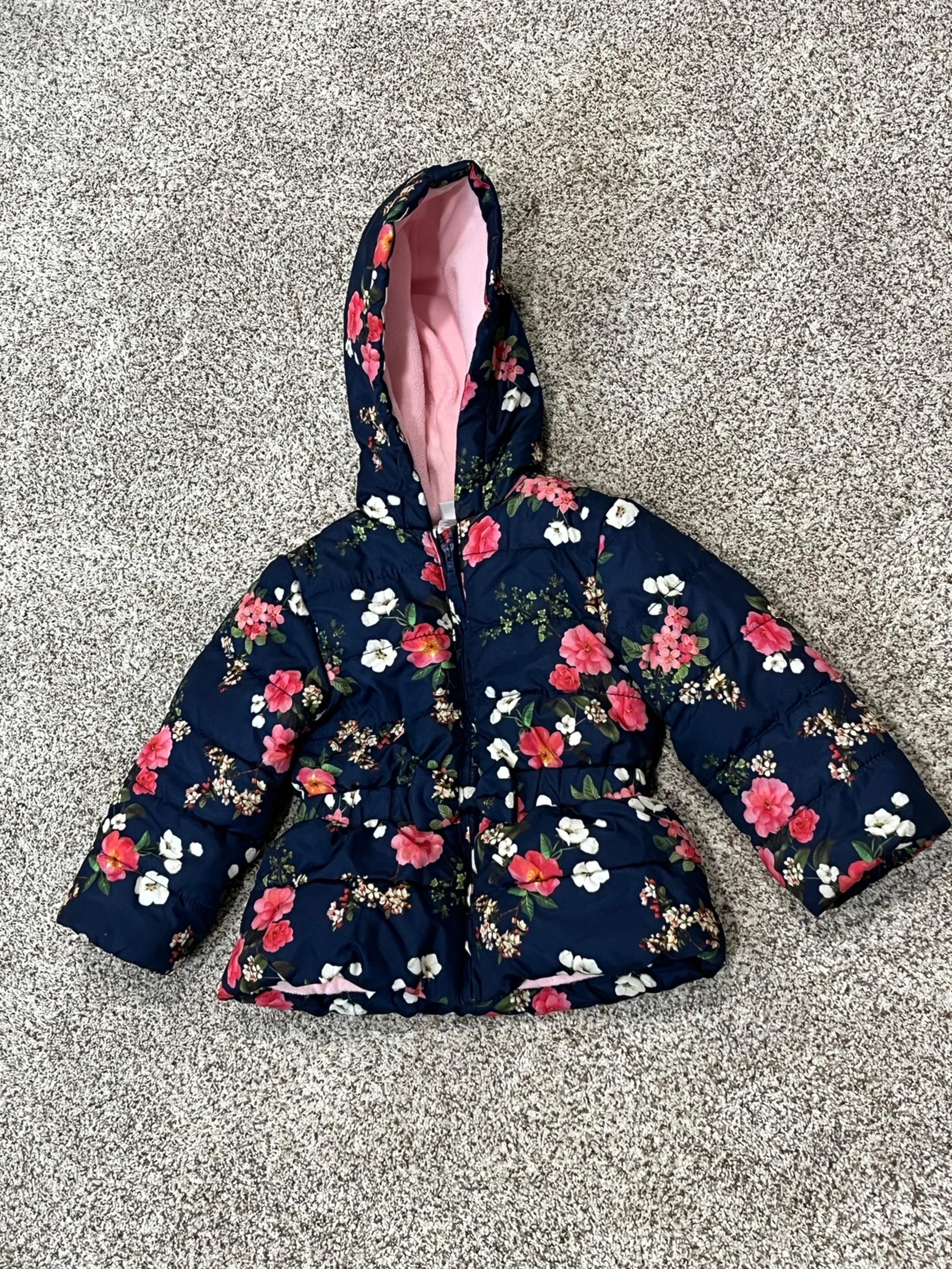 Little Me Floral Girls Winter Hooded Coat Size 24 Months