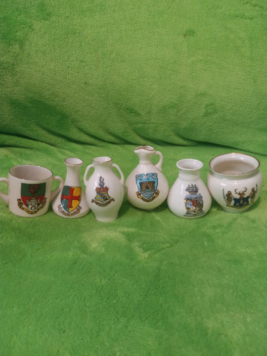 Lot of 6 W H Goss Crested Pot Water Vase Pitcher Miniature Model Souvenir