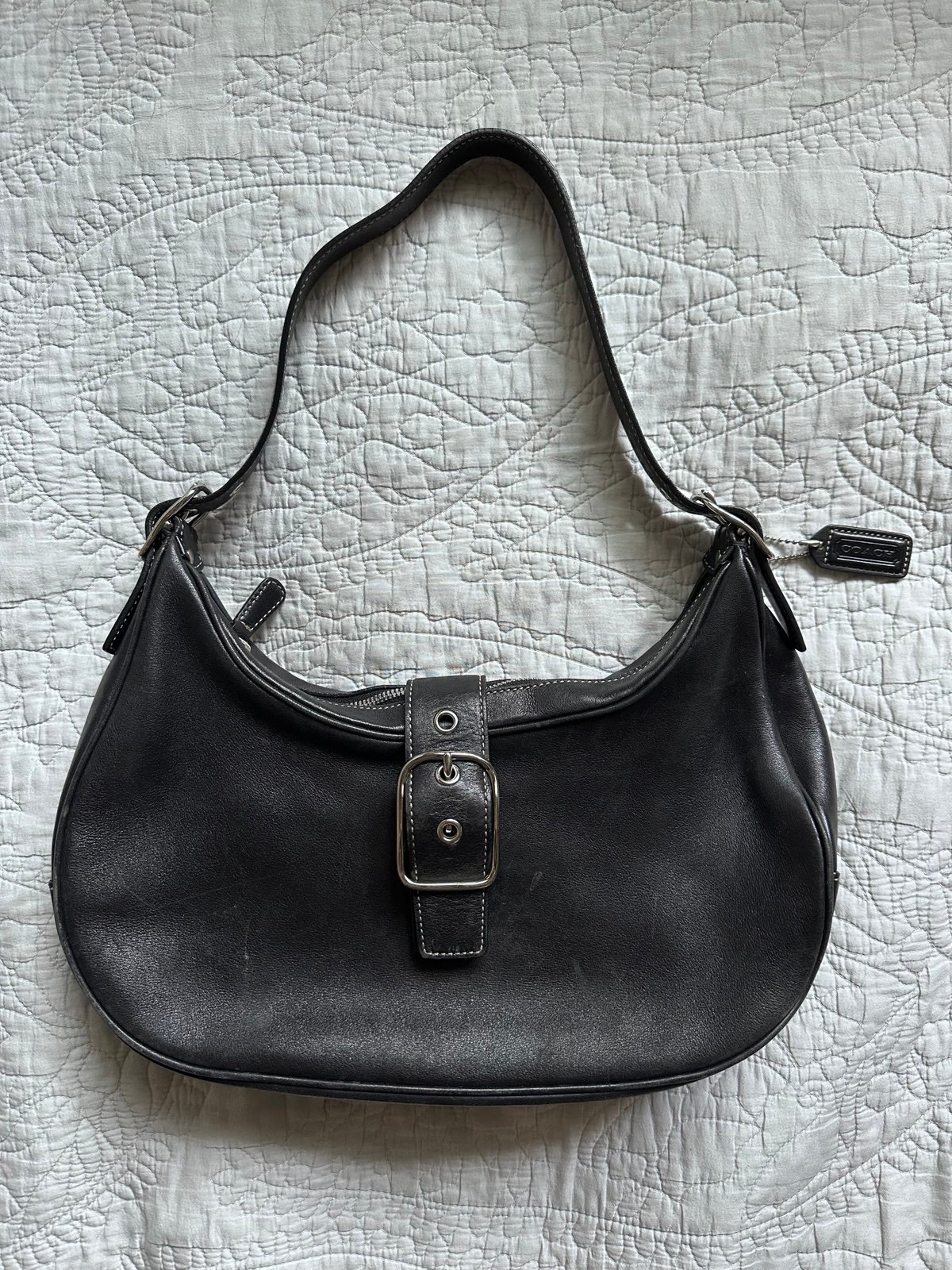 Coach Hamptons Hobo Black Leather Shoulder Bag 7592