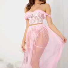 Babydoll sexy pink lingerie set