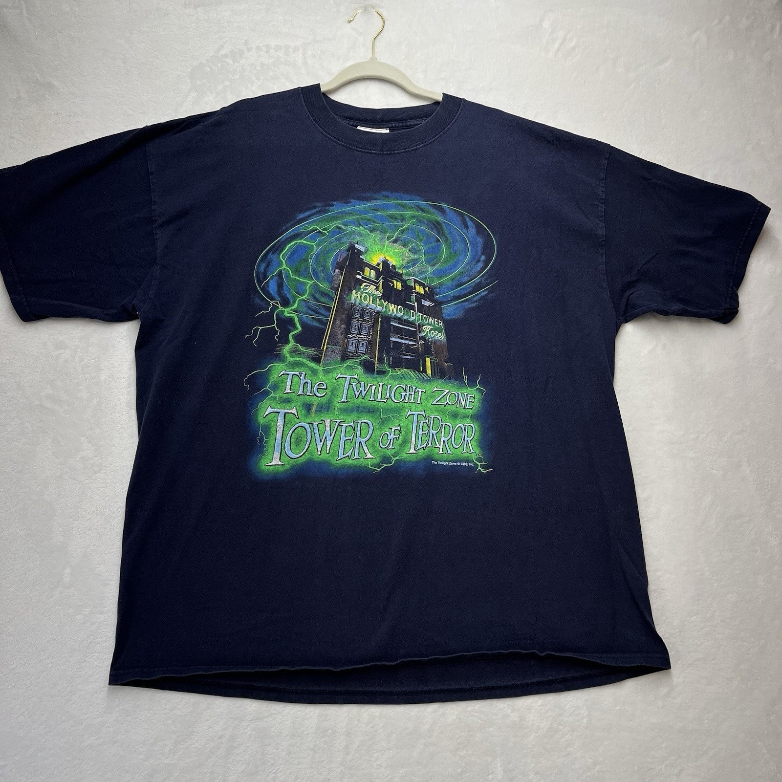 Vtg 90s Disney Mens XXL Faded Spell Out The Twilight Zone Tower of Terror TShirt
