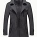 Men's Stand Collar Wool Blend Pea Coats With Removable Inner Collar