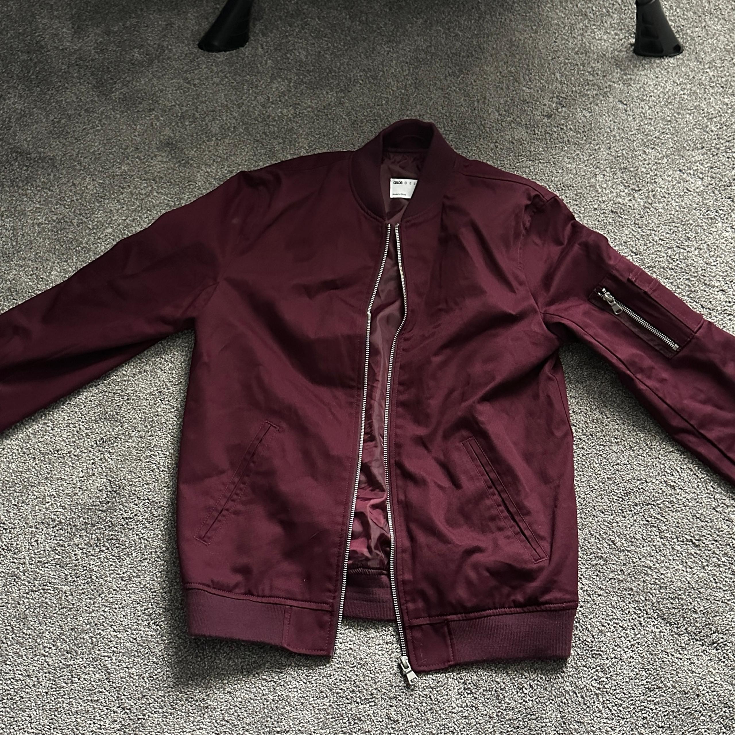 ASOS DESIGN MA1 Bomber Jacket Burgundy XS