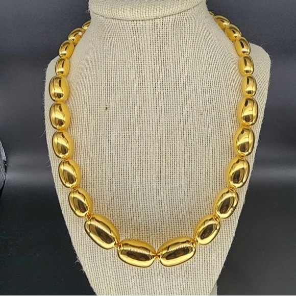 14k gold Milor Italy beaded necklace vintage but like New 20in statement piece